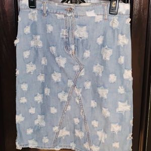 Byblos Blu denim skirt distressed